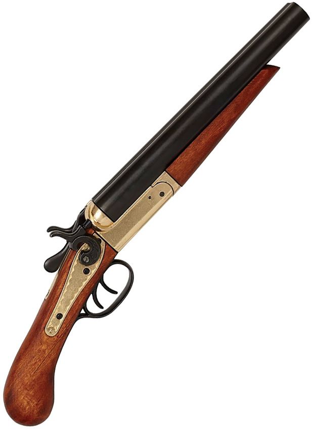 Denix 1868 Double-Barrel Pistol Replica with Brass Accents
