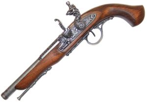 Denix 18th Century Flintlock Pistol Left - Silver