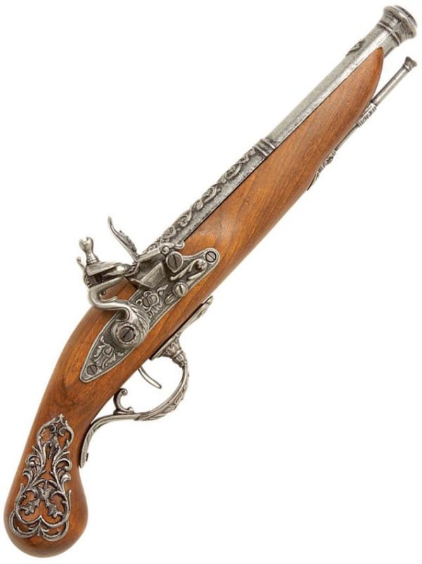 Denix British Flintlock Pistol Replica Silver Finish