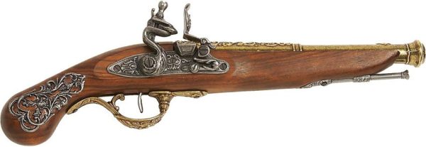 DX1196L.jpg Denix English Flintlock Pistol Brass Engraved Replica