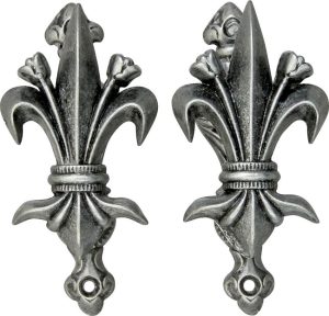 Denix Fleur de Lis Hangers Antique Silver Set of Two
