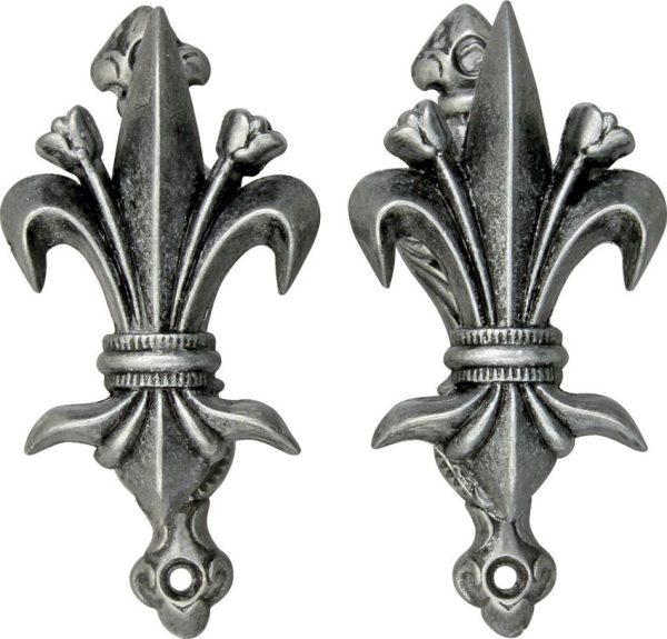 Denix Fleur de Lis Hangers Antique Silver Set of Two