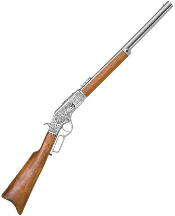 Denix 1873 Lever-Action Replica Rifle Wood Stock Silver 39.5"