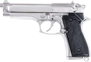 Denix M92 Automatic Pistol Replica Nickel Metal 8.5" Boxed