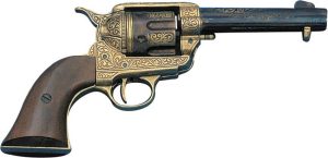 Denix Peacemaker .45 Replica Revolver Wood Grips Antique Brass