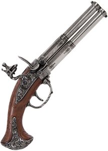 Denix French 2 Barrel Flintlock Replica - Antique Gray