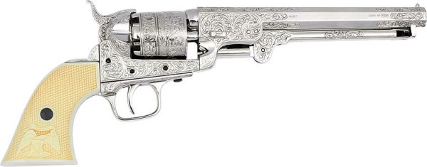 Denix Classic M1851 Navy Revolver Nickel Ivory Grips Replica
