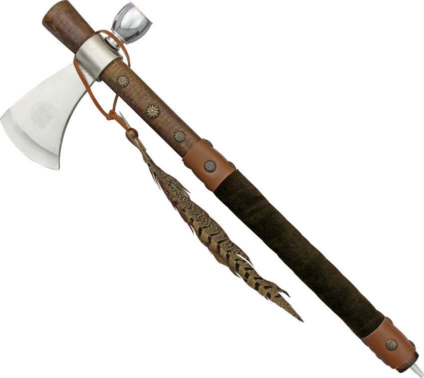 DX201.jpg Denix Peace Pipe Tomahawk 18 3/8" Overall Dark Brown Handle