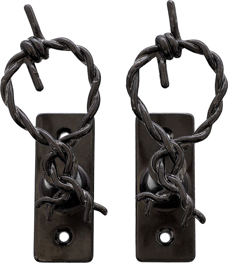 Denix Barbed Wire Hanger Pair - Dark Gray Metal, w/ Mounting Screws, Boxed Set of 2