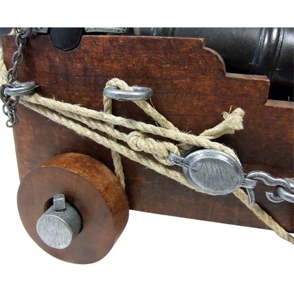 Denix British Naval Cannon Black Metal Brown Wood Base
