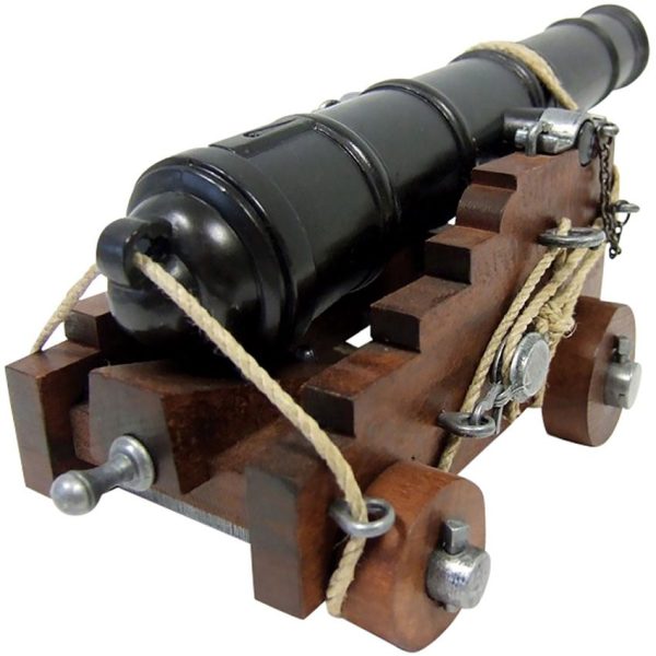 Denix British Naval Cannon Black Metal Brown Wood Base
