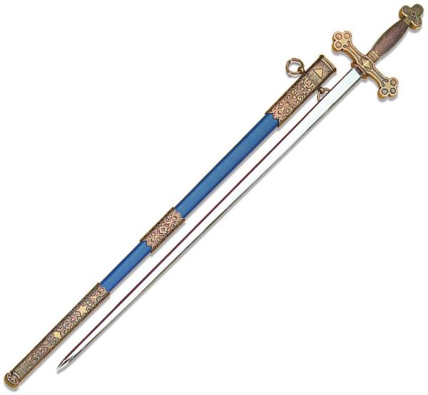 Denix Masonic Ceremonial Sword 34" Gold Handle Blue Scabbard