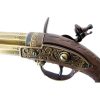 Denix French 3 Barrel Flintlock - Wood Grip Brass