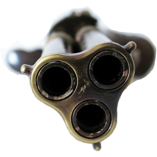 Denix French 3 Barrel Flintlock - Wood Grip Brass