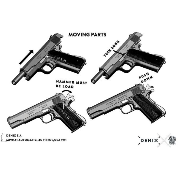 DX5312_add_01.jpg Denix 1911 Gold Automatic Pistol Replica Brass Wood Grips