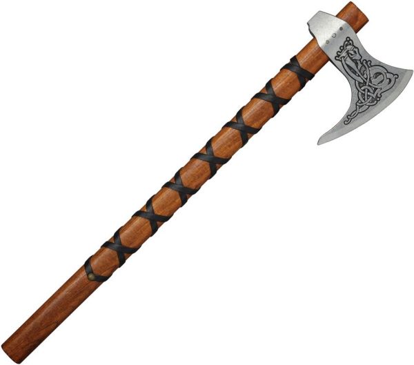 Denix Ragnar Viking Battle Axe - Wood Handle Leather