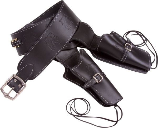 DX708.jpg Denix Full Grain Leather Holster Brown Dual Revolver 1873 Replica