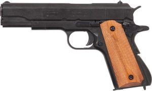 Denix M1911A1 Automatic .45 Pistol Replica Black Metal Wooden Grips