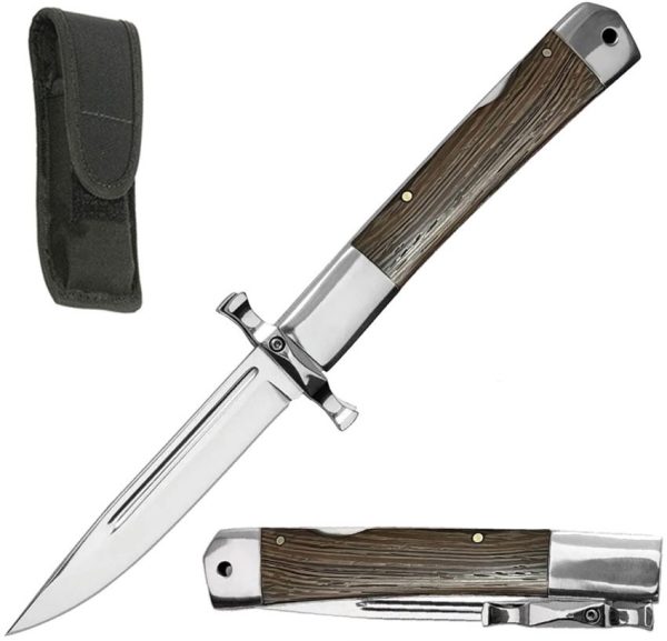 ElitEdge Lockback Brown Wood Folding Knife 4.13in