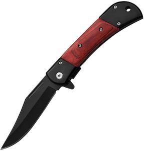 EE10009MBW.jpg ElitEdge Assisted Linerlock Brown/Black 3in Clip Point
