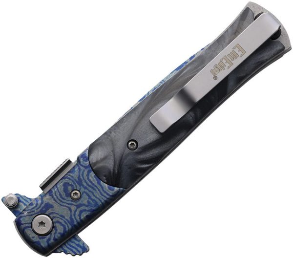 ElitEdge Damascus Etched Linerlock A/O - Gray Acrylic