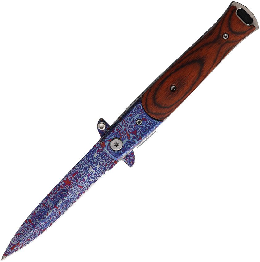 ElitEdge Damascus Etched Linerlock Folding Knife 3.75" Stainless Blade