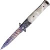 ElitEdge Damascus Etched Linerlock A/O - White