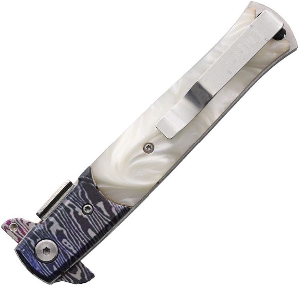 ElitEdge Damascus Etched Linerlock A/O - White