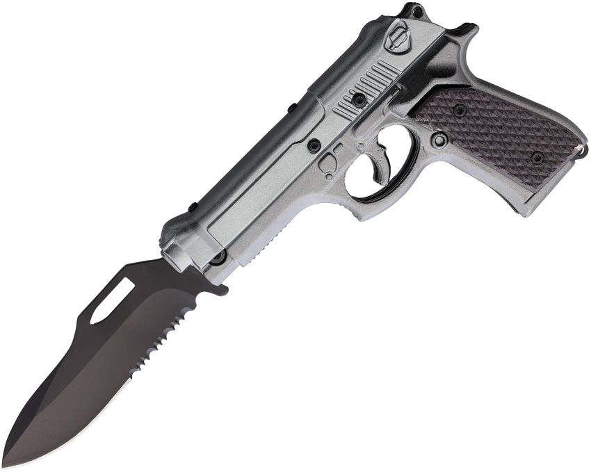 ElitEdge Pistol Linerlock Assisted Opening Folding Knife Gray 3.5"