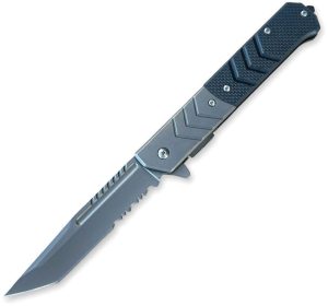 ElitEdge Linerlock A/O Black G10 Partially Serrated
