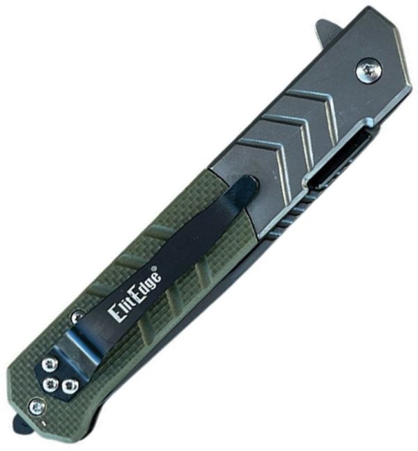ElitEdge Linerlock A/O Green G10 Serrated Tanto