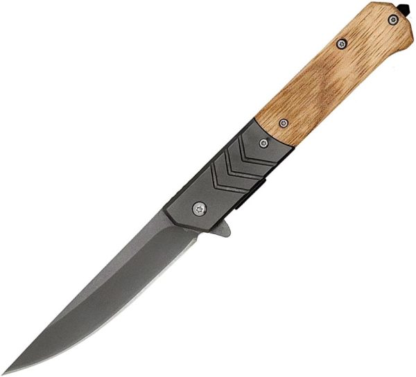 ElitEdge Linerlock A/O Wood Handle Stonewash Blade