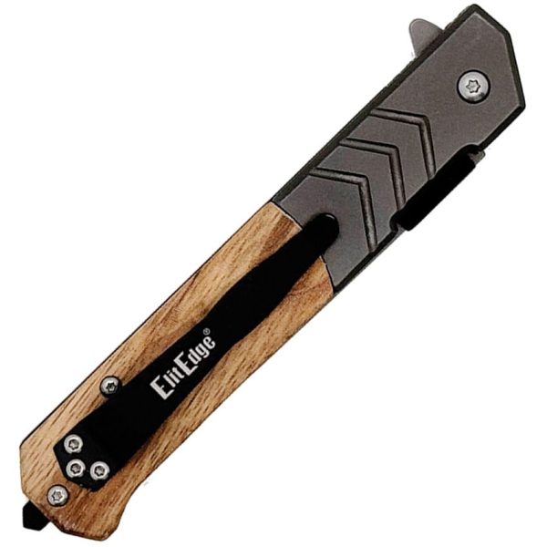 ElitEdge Linerlock A/O Wood Handle Stonewash Blade
