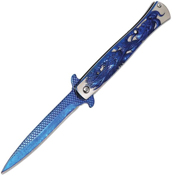 ElitEdge Stiletto Linerlock A/O Blue Titanium Spear Point