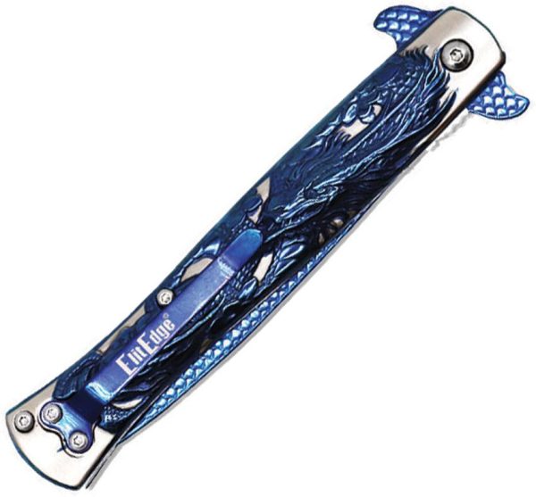 ElitEdge Stiletto Linerlock A/O Blue Titanium Spear Point