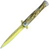 ElitEdge Stiletto Linerlock A/O Gold Titanium Spear Point