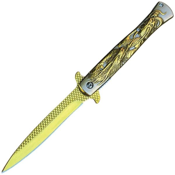 ElitEdge Stiletto Linerlock A/O Gold Titanium Spear Point