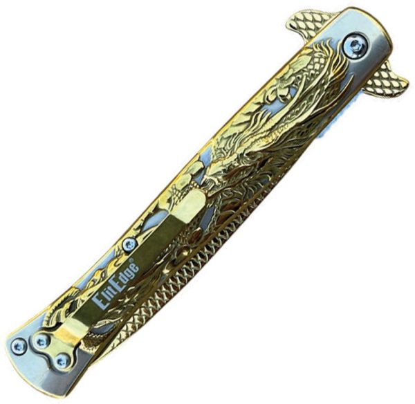 ElitEdge Stiletto Linerlock A/O Gold Titanium Spear Point