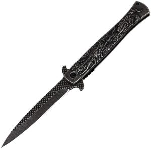 ElitEdge Stiletto Linerlock A/O Black Stonewash Spear Point