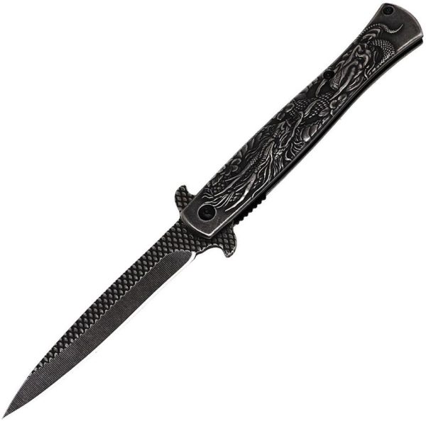 ElitEdge Stiletto Linerlock A/O Black Stonewash Spear Point