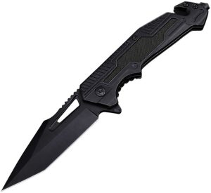 ElitEdge Rescue Linerlock A/O Tanto - Black G10