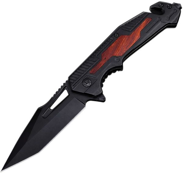 ElitEdge Rescue Linerlock A/O Tanto - Black Wood