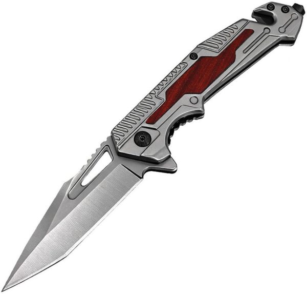 ElitEdge Rescue Linerlock Tanto - Gray/Wood Handle