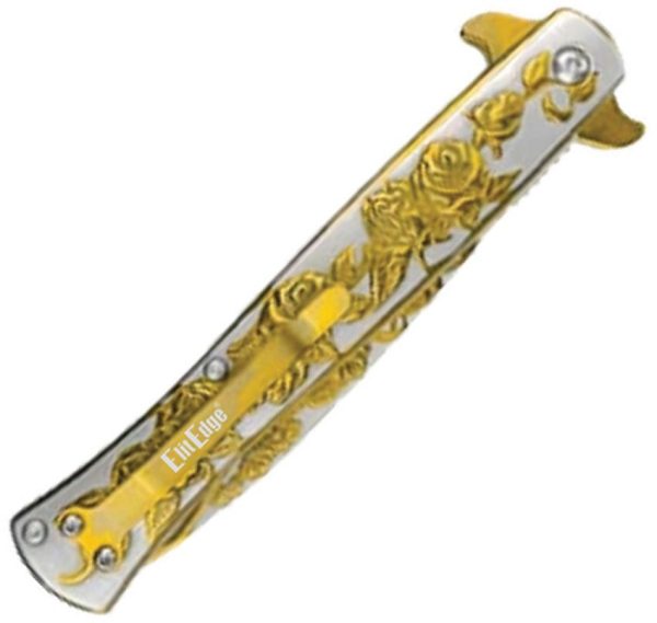 ElitEdge Stiletto Linerlock A/O - Gold Handle