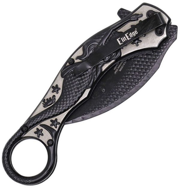 ElitEdge Mermaid Karambit Linerlock - Black/Silver