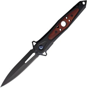 EE10A123BW.jpg ElitEdge Assisted Linerlock - Black/Wood Spear