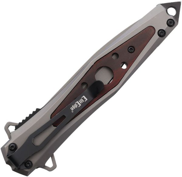 ElitEdge Linerlock A/O Assisted Folding Knife - Gray/Wood