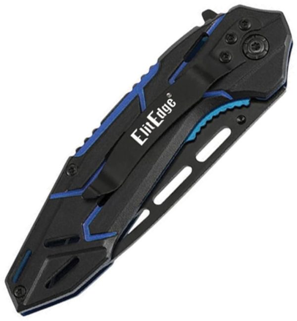 ElitEdge Linerlock A/O Blue Tanto Assisted Folding Knife