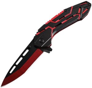 ElitEdge Linerlock A/O Red Tanto Assisted Folding Knife