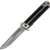 ElitEdge Assisted Opening Linerlock Folding Knife, 3.75" Satin Clip Point Blade, Gray Handle w/ Gold Backspacer
